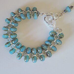 New Hand Beaded Artisan Czech Glass Bracelet with Silver Findings OS